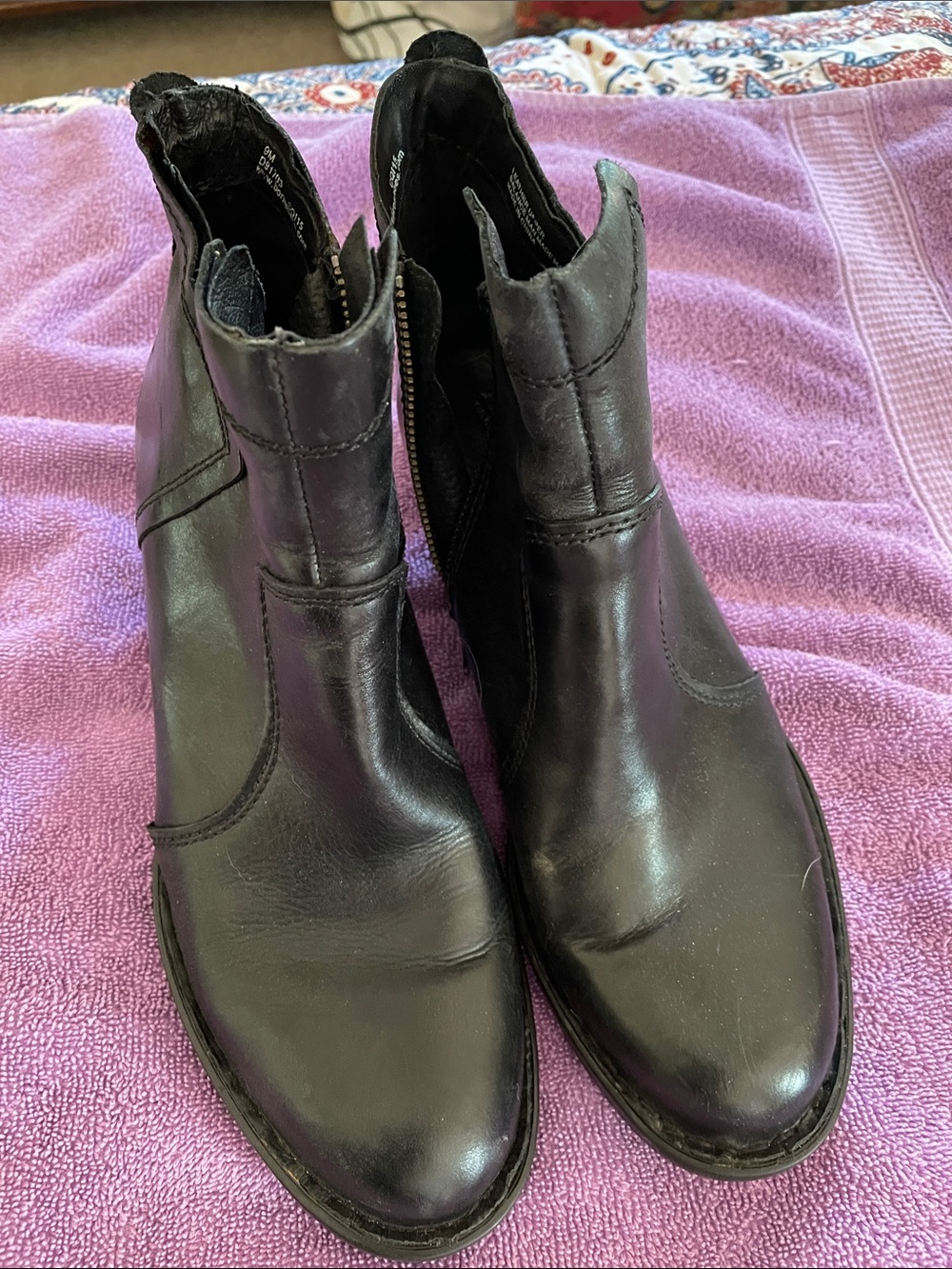 Born Black Leather Ankle Boots